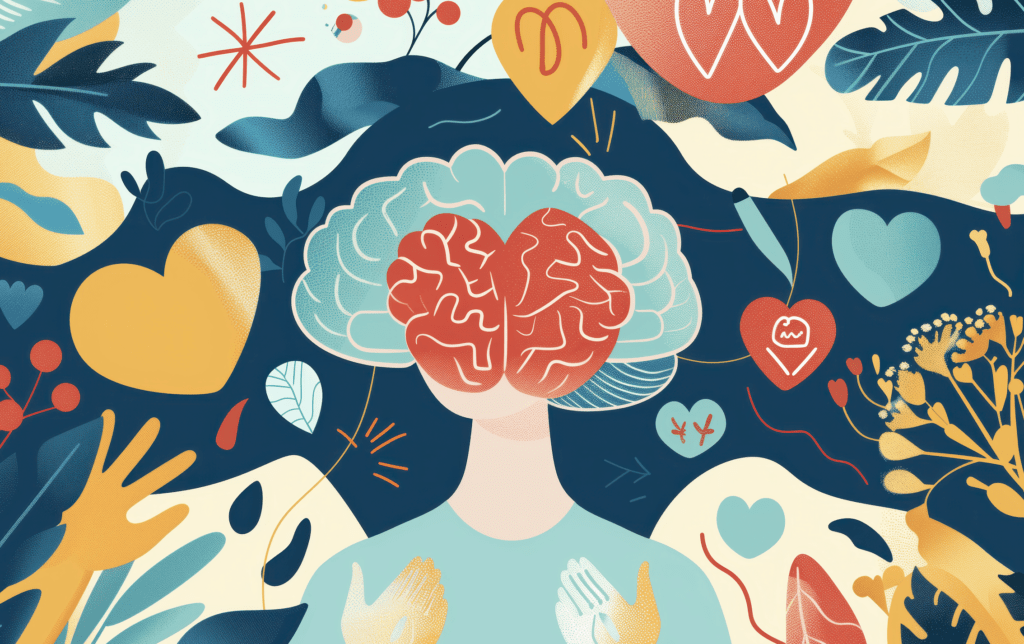 Ilustración sobre la relación entre emociones, cerebro y cuerpo