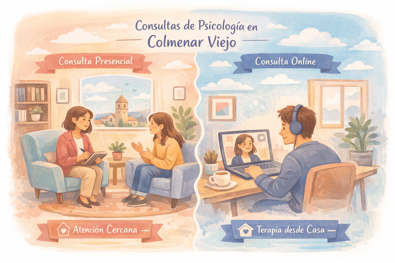 Sesión de psicología online desde un espacio privado